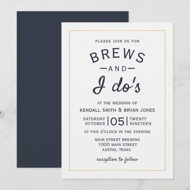 Brews and I Do's Brewery Wedding Invitation (Front/Back)