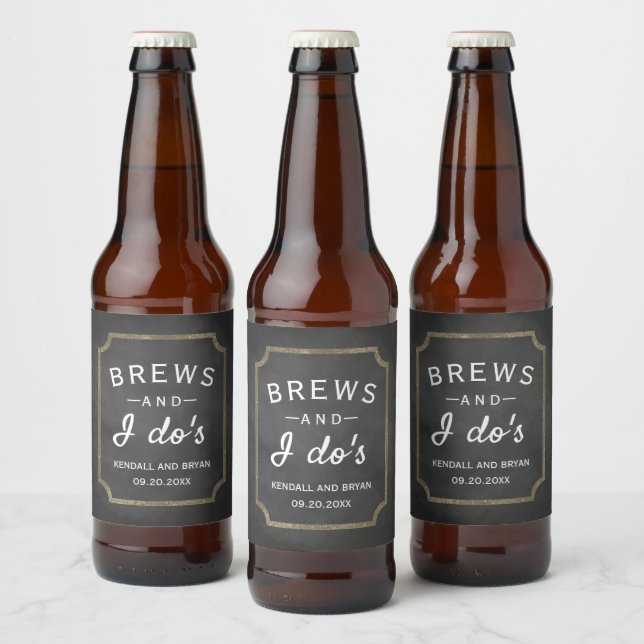 Brews and I Do's Chalkboard Wedding Beer Bottle Label (Bottles)