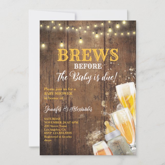 Brews Before Baby is Due Baby Shower Invitation (Front)