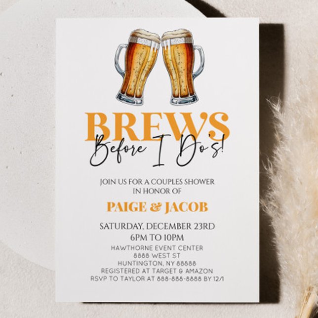 Brews Before I Do's! Beer Wedding Couples Shower Invitation (Creator Uploaded)