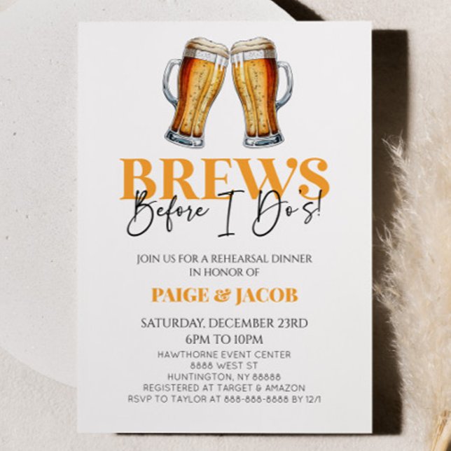 Brews Before I Do's! Beer Wedding Rehearsal Dinner Invitation (Creator Uploaded)