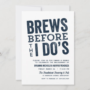 Brews before I Do's brewery engagement party navy Invitation