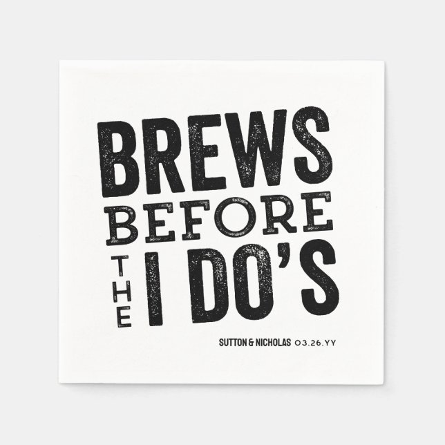 Brews before I Do's brewery rehearsal dinner Napkin (Front)