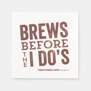 Brews before I Do's brick red rehearsal dinner Napkin
