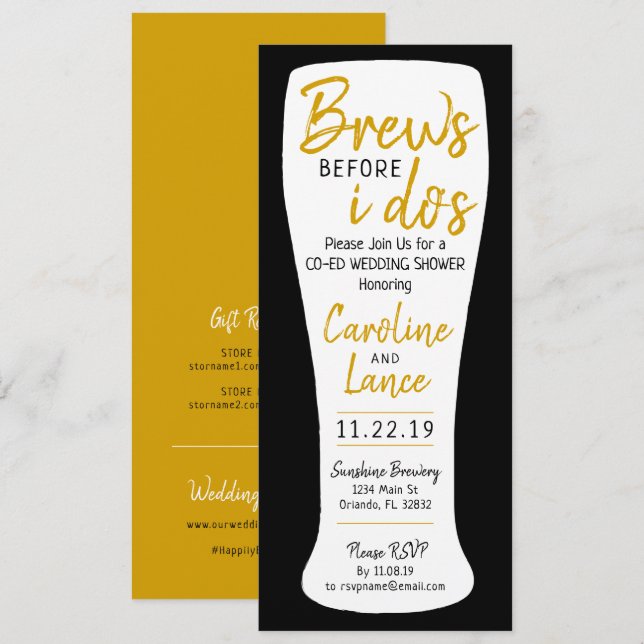 Brews Before I Do's Co-Ed Wedding Shower Invitation (Front/Back)