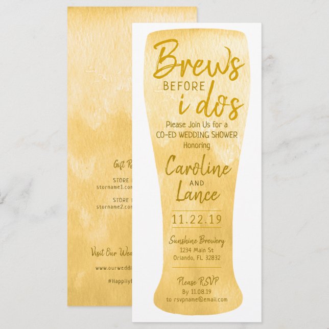 Brews Before I Do's Co-Ed Wedding Shower Invitation (Front/Back)