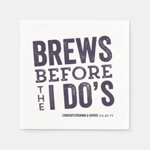 Brews before I Do's plum purple rehearsal dinner Napkin