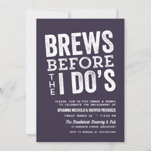 Brews before I Do's rehearsal dinner plum purple Invitation