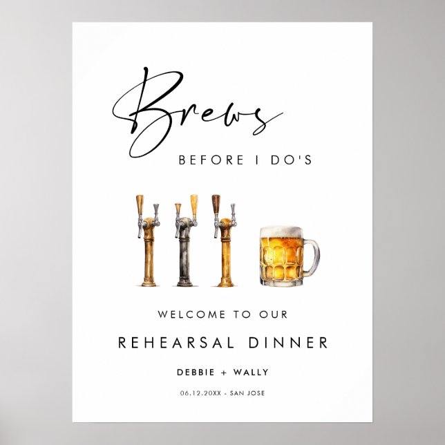 Brews Before I Do's Rehearsal Dinner Poster (Front)