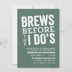 Brews before I Do's rehearsal dinner sage green Invitation