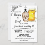 Brews & Boos Halloween Adult Birthday skull beer Invitation<br><div class="desc">Add your own wording into the template. To more customisation (font colour,  font style,  background),  click on personalise,  scroll down and click on link "click to customise further". ** Please see the full collection for matching invitation,  tags,  sign and thank you card available**</div>