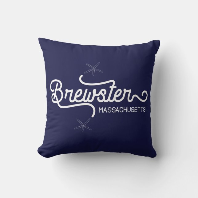 Brewster Massachusetts Nautical Throw Pillow (Front)
