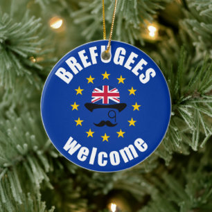 Brexit Brefugees Welcome Ceramic Tree Decoration