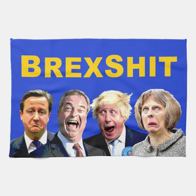 BREXSHIT, funny anti Brexit referendum message: Tea Towel (Horizontal)