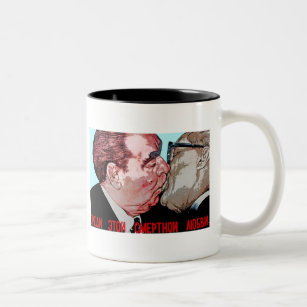 Brezhnev & Honecker Kiss,East Side Gallery, Berlin Two-Tone Coffee Mug