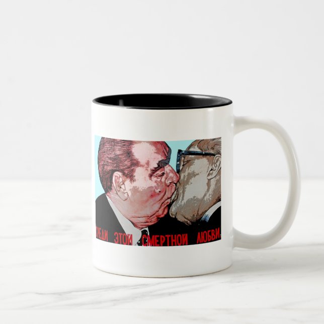 Brezhnev & Honecker Kiss,East Side Gallery, Berlin Two-Tone Coffee Mug (Right)