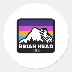Brian Head Utah Skiing Snowboarding Family Ski Tri Classic Round Sticker