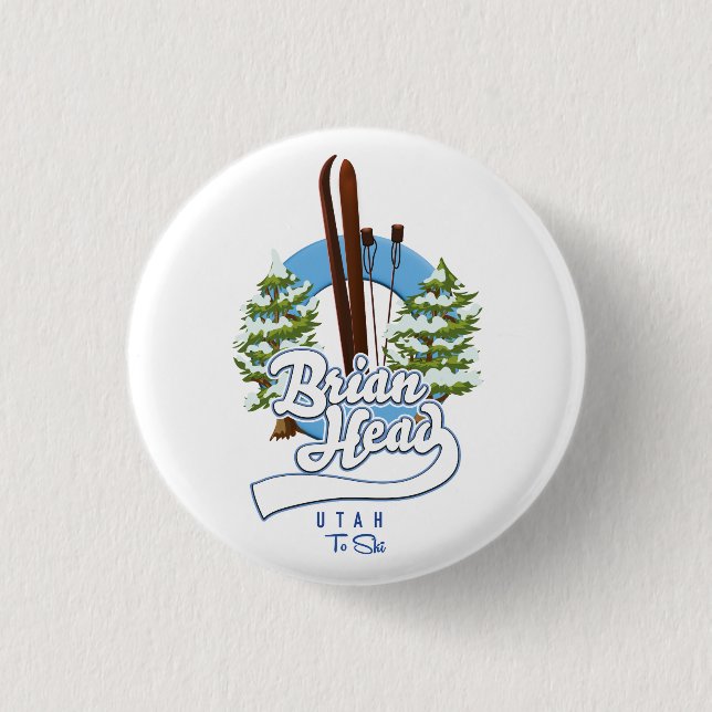 Brian Head Utah to ski logo 3 Cm Round Badge (Front)