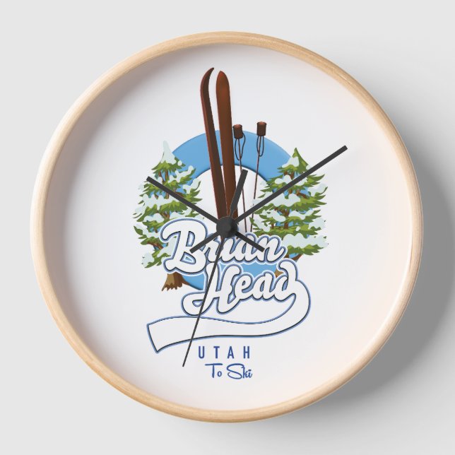 Brian Head Utah to ski logo Clock (Front)