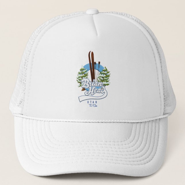 Brian Head Utah to ski logo Trucker Hat (Front)