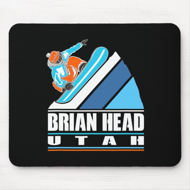 Brian Head Utah - Vintage Snowboarder  Mouse Mat (Front)