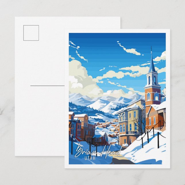 Brian Head Utah vintage travel illustration Postcard (Front/Back)