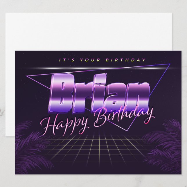 Brian Name First Name purla retro card Birthday (Front/Back)