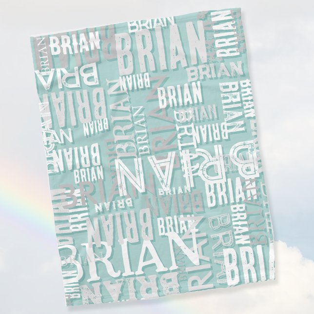 Brian personalised name modern grayish blue fleece blanket (Creator Uploaded)