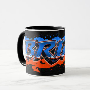 Brian Vorname Name Graffiti blue orange Tasse Mug