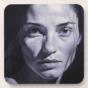 “Brianna Blue” Women In Charcoal Coaster