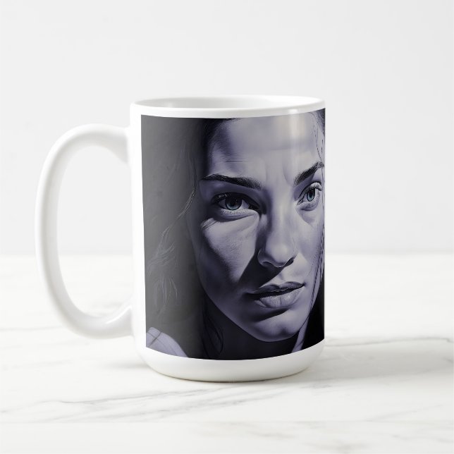 “Brianna Blue” Women In Charcoal Coffee Mug (Left)