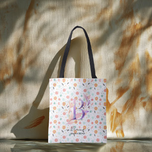 Brianna's Floral Monogram Tote Festive Pattern - B Bag