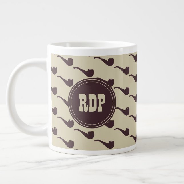 Briar Pipes Custom Initials Pipe Smoker's Large Coffee Mug (Left)