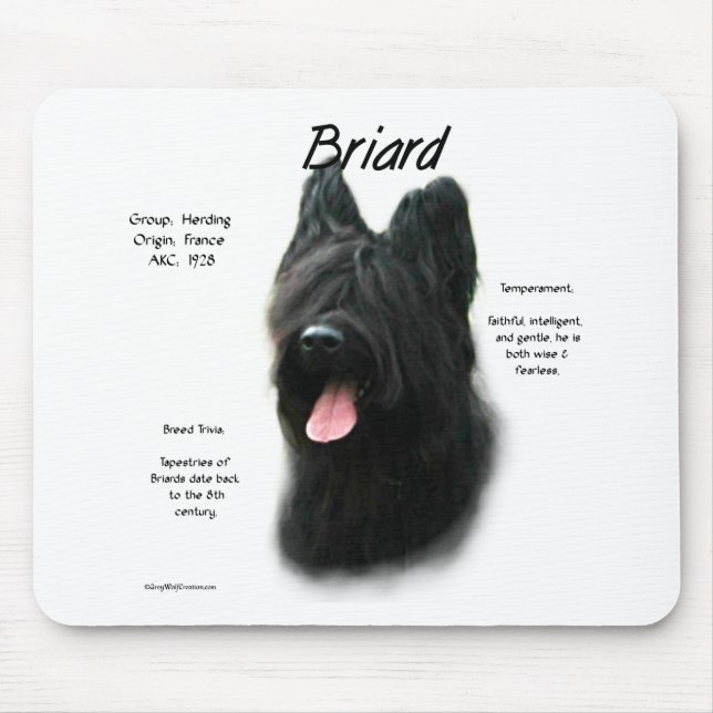 Briard (black) History Design Mouse Mat (Front)