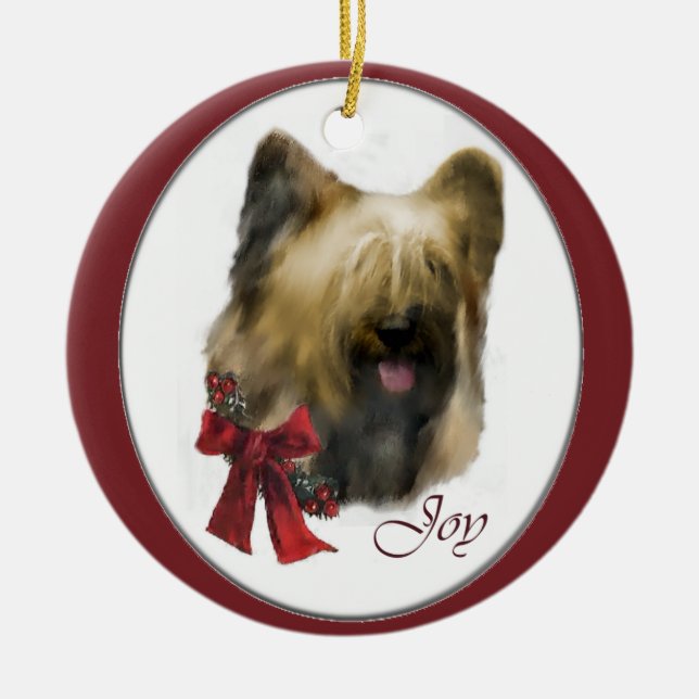 Briard Christmas Gifts Ornament (Front)