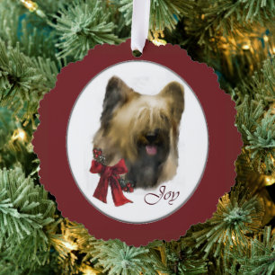 Briard Christmas Gifts Tree Decoration Card