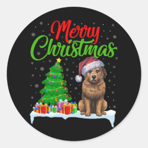 Briard Dog Christmas Tree Lights Funny Xmas Briard Classic Round Sticker