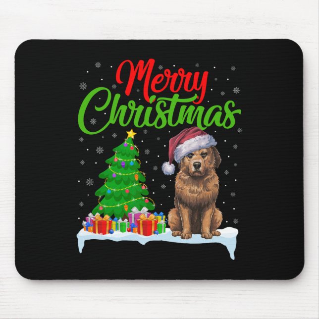 Briard Dog Christmas Tree Lights Funny Xmas Briard Mouse Mat (Front)