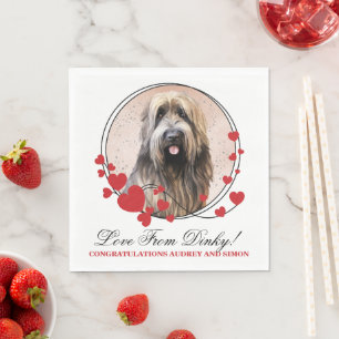 Briard Dog Elegant Red Heart Wreath with Photo Napkin