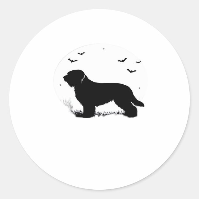 Briard Dog � Halloween Moon Silhouette Oversized T Classic Round Sticker (Front)