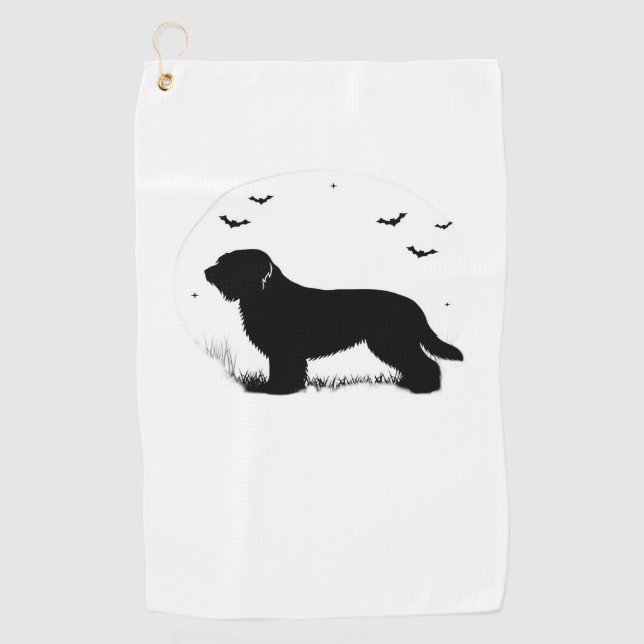 Briard Dog – Halloween Moon Silhouette Oversized T Golf Towel (Front)