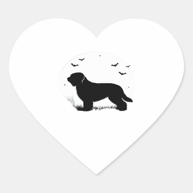 Briard Dog – Halloween Moon Silhouette Oversized T Heart Sticker (Front)