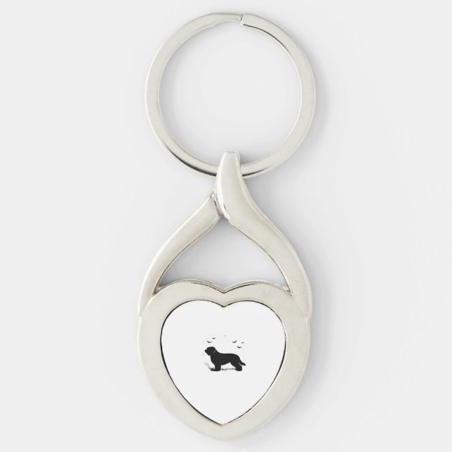 Briard Dog – Halloween Moon Silhouette Oversized T Key Ring (Front)