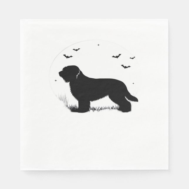 Briard Dog – Halloween Moon Silhouette Oversized T Napkin (Front)
