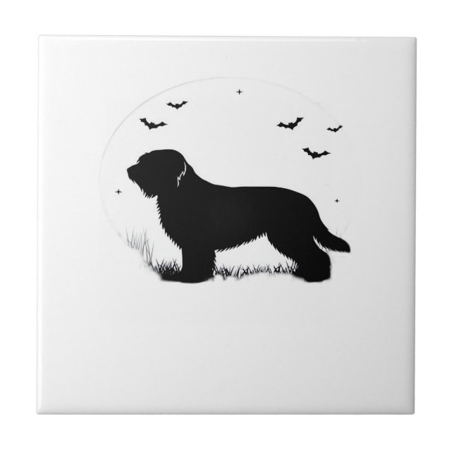 Briard Dog � Halloween Moon Silhouette Oversized T Tile (Front)