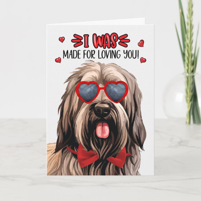 Briard Dog Made for Loving You Valentine Holiday Card (Front)