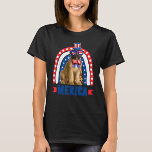 Briard Dog Rainbow Leopard Merica Flag 4th Of Jul T-Shirt