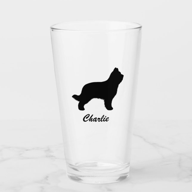 Briard Dog Silhouette Personalised Glass (Front)