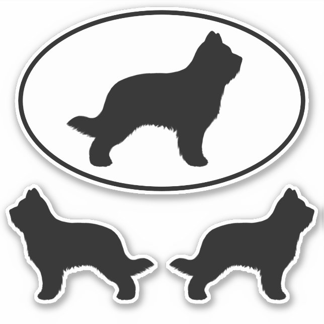 Briard Dog Silhouettes Vinyl Sticker Set (Front)