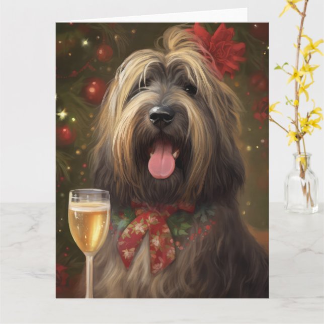 Briard New Year Card (Yellow Flower)